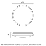 Orlin LED Round Close to Ceiling Oyster Light Tricolour Walnut