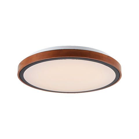Orlin LED Round Close to Ceiling Oyster Light Tricolour Walnut