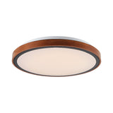 Orlin LED Round Close to Ceiling Oyster Light Tricolour Walnut
