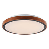 Orlin LED Round Close to Ceiling Oyster Light Tricolour Walnut