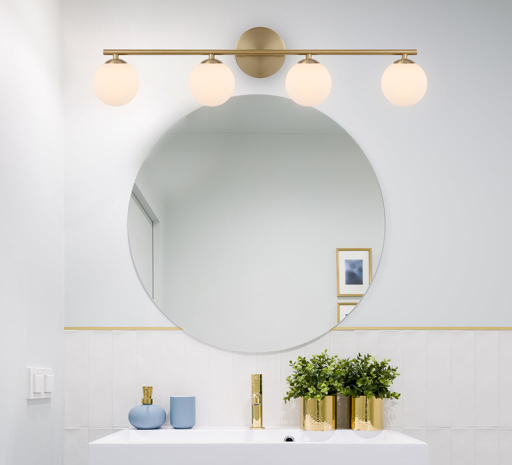 Moran Wall/Vanity Light with Opal Glass Spheres Roundabout Lighting