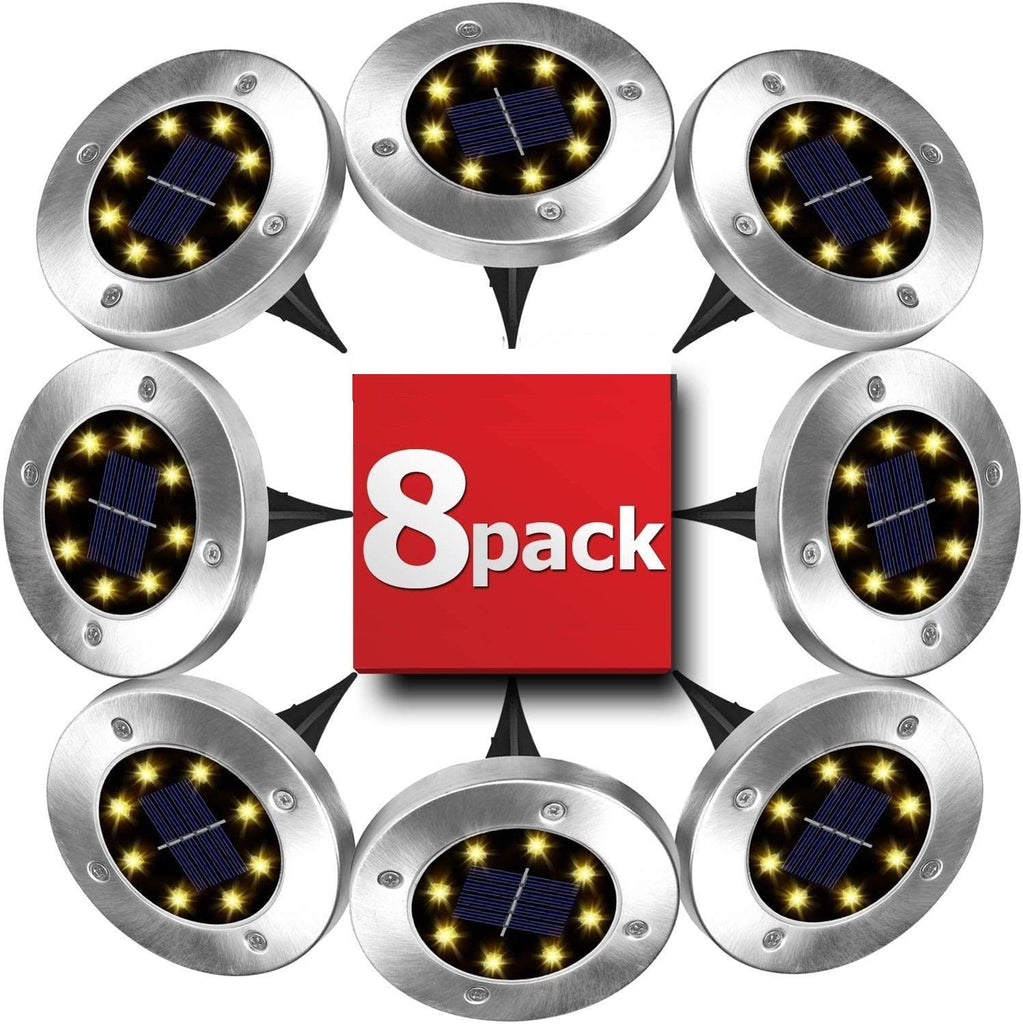 8 Pack LED Solar Pathway Lights Outdoor Solar Ground Lights Warm