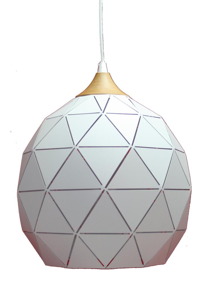 Toongabbie P1750 1lt Metal Geometric Pendant Light with Oak Timber Highlight
