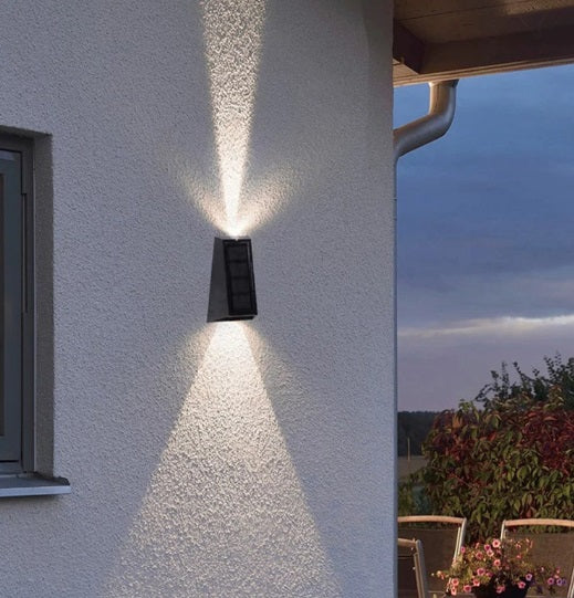 Solar Powered 1.5W LED Up Down Outdoor Wall Light 2 Pack