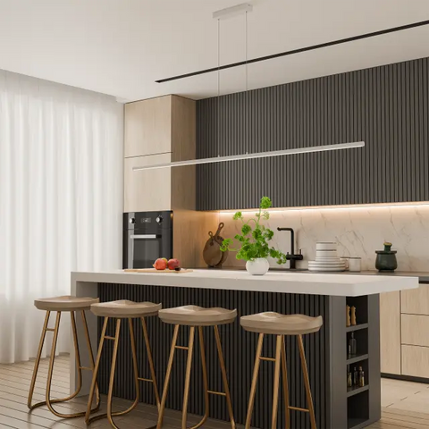 Aeris Fluted/Ribbed LED Linear Bar Pendant Light