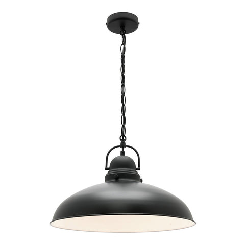 Verona 1lt Metal Shade Chain Pendant Light Black