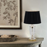 Adria Crystal Table Lamp with Pleated Drum Fabric Shade