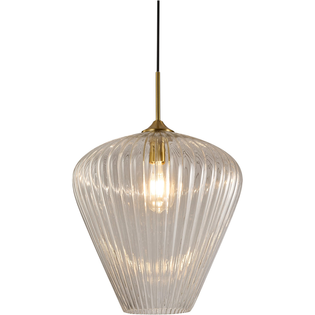 Ribbon 1 Light Ribbed Glass Pendant Light – Roundabout Lighting