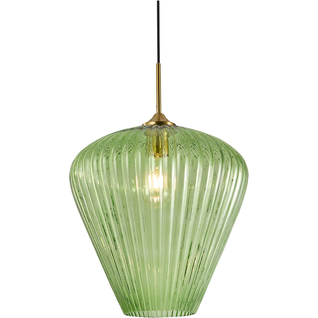 Ribbon 1 Light Ribbed Glass Pendant Light – Roundabout Lighting