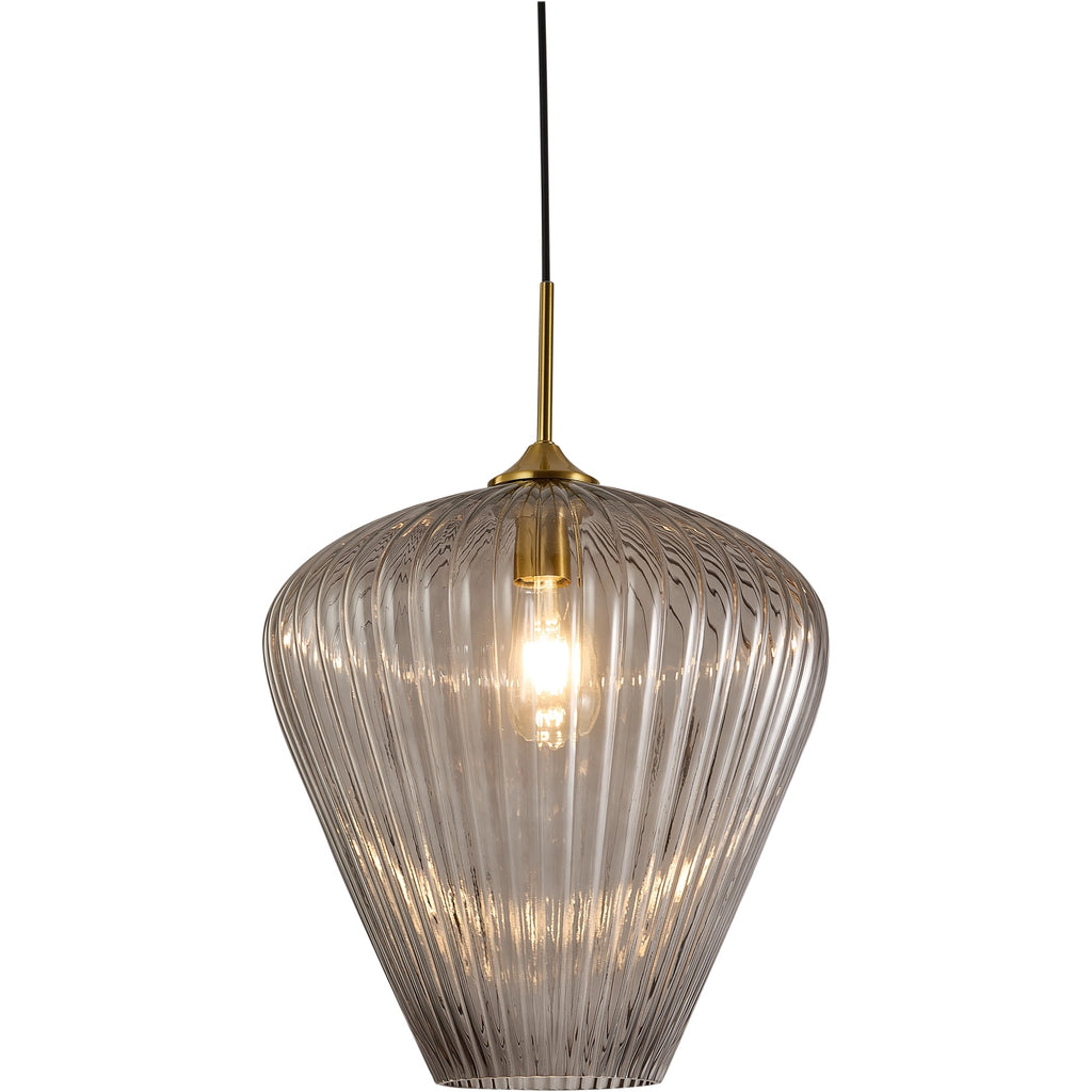 Ribbon 1 Light Ribbed Glass Pendant Light – Roundabout Lighting