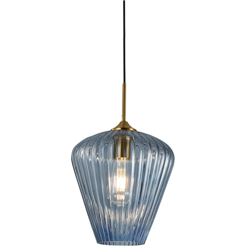 Ribbon 1 Light Ribbed Glass Pendant Light