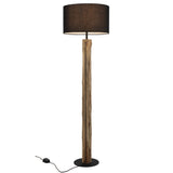 Chad Timber Lamp with Fabric Drum Shade Black