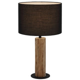 Chad Timber Lamp with Fabric Drum Shade Black