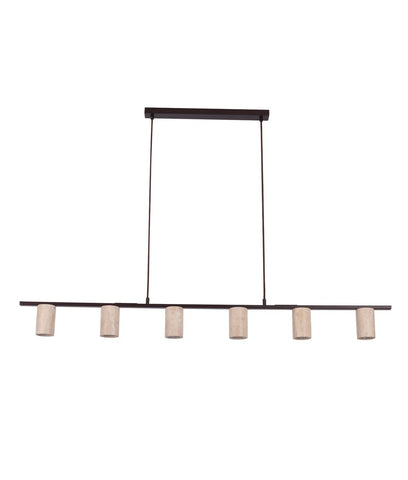 Tuberia 6 Light 1400mm Linea Bar Pendant with Travertine Tubes
