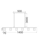 Tuberia 6 Light 1400mm Linea Bar Pendant with Travertine Tubes