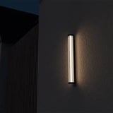 Junco LED Exterior Ribbed Glass Linea IP65 Wall Light Black