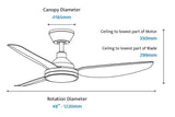 Calibo Clayfield 3 Blade ABS DC Remote Control Ceiling Fan with LED Light