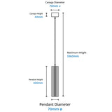 Canary GU10 1 Light Ribbed Tube Pendant