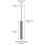 Canary GU10 1 Light Ribbed Tube Pendant