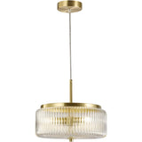 Whistler 3 Light G9 Ribbed Glass Pendant Brass