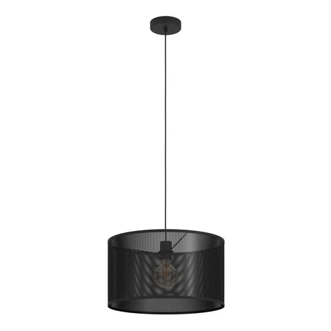 Black drum shade discount pendant light