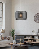 Manby 1lt Mesh Metal Drum Shade Pendant Light Black