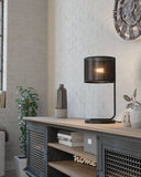 Manby Table Lamp Black with Mesh Metal Drum Shade