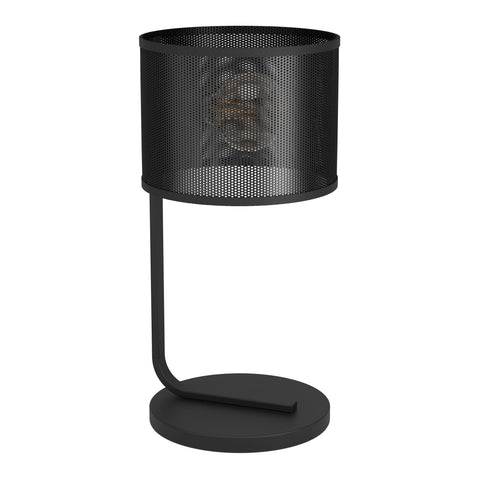 Manby Table Lamp Black with Mesh Metal Drum Shade
