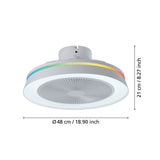 Eglo Vallonia DC Remote Control Close to Ceiling Fan with RGB LED Light