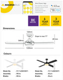 Mercator Ikuu Anova DC 4 Blade ABS 52'' 1320mm Smart Wifi App Remote Ceiling Fan with LED LIGHT