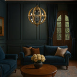 Florin Sphere Crystal Chandelier Pendant Light Resin Wood Look