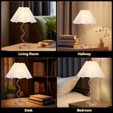 Kalmar Table Lamp Swirl Base Brass/Natural and Wavy pleat Shade