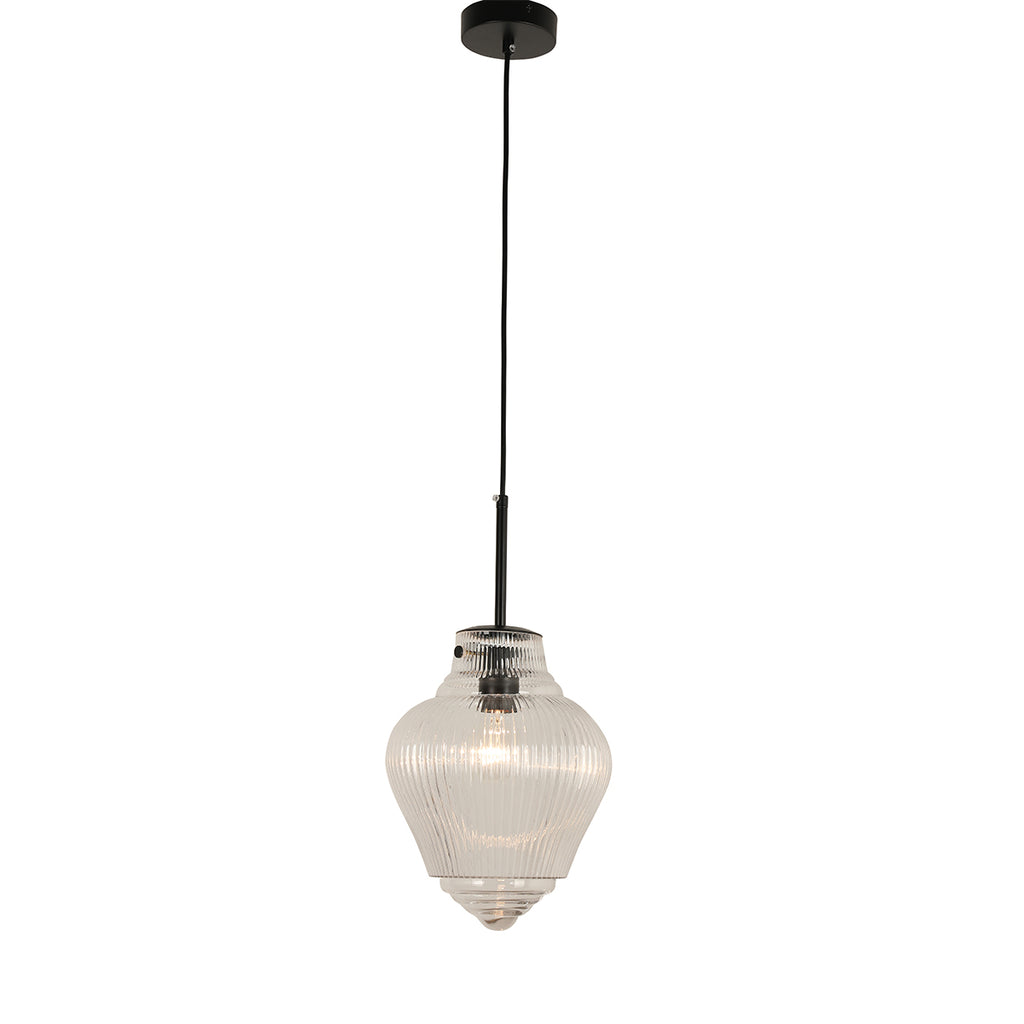 Ridge 1lt Pendant with Clear Reeded Glass – Roundabout Lighting