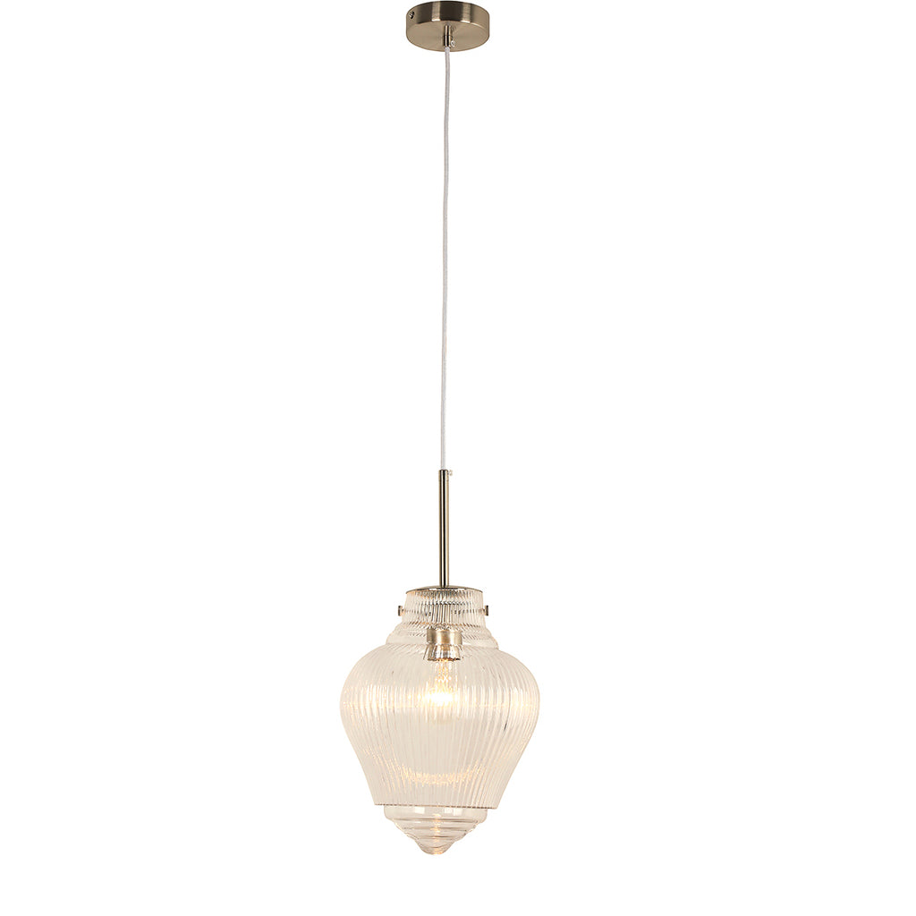 Ridge 1lt Pendant with Clear Reeded Glass – Roundabout Lighting