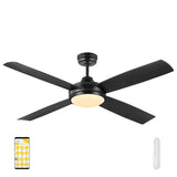 Mercator Ikuu Anova DC 4 Blade ABS 52'' 1320mm Smart Wifi App Remote Ceiling Fan with LED LIGHT