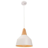 Noel 1lt Metal Dome Cord Pendant Light with Oak Timber