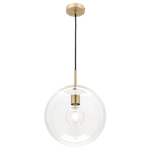 Madrid 1lt Sphere Pendant Light Brass/Clear