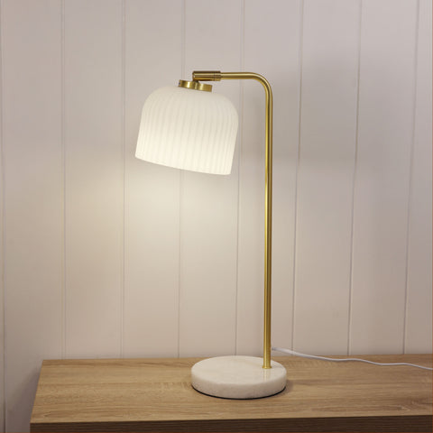 Charlotte Adjustable Table Lamp White/Satin Brass