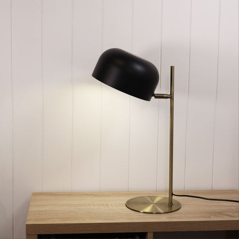 George Adjustable Table Lamp Black/Antique Brass