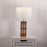 Medan Bamboo Table Lamp with White Fabric Drum Shade
