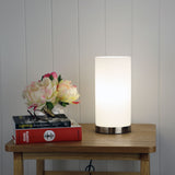 Pablo Round Opal Glass Touch Lamp Brushed Chrome