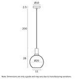 Patino 1lt Matt Sphere Glass Pendant Light