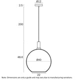 Patino 1lt Matt Sphere Glass Pendant Light