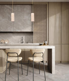 Sagitta Ribbed Travertine Tube Pendant Light