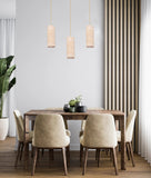 Sagitta Ribbed Travertine Tube Pendant Light