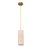 Sagitta Ribbed Travertine Tube Pendant Light