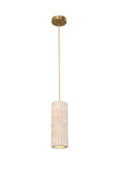 Sagitta Ribbed Travertine Tube Pendant Light