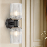 Riven 2 Light Up/Down Wall Light with Ribbed Glass