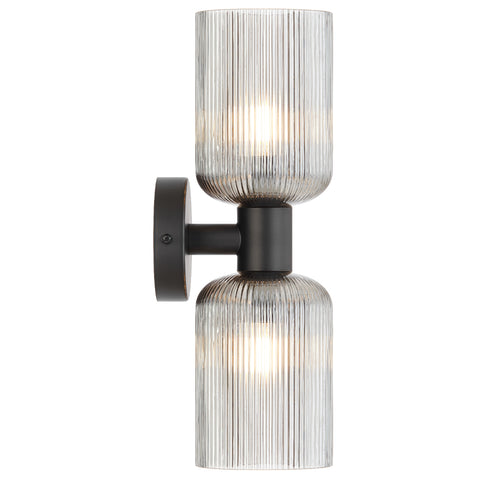 Riven 2 Light Up/Down Wall Light with Ribbed Glass