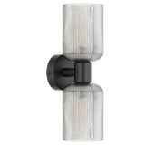 Riven 2 Light Up/Down Wall Light with Ribbed Glass
